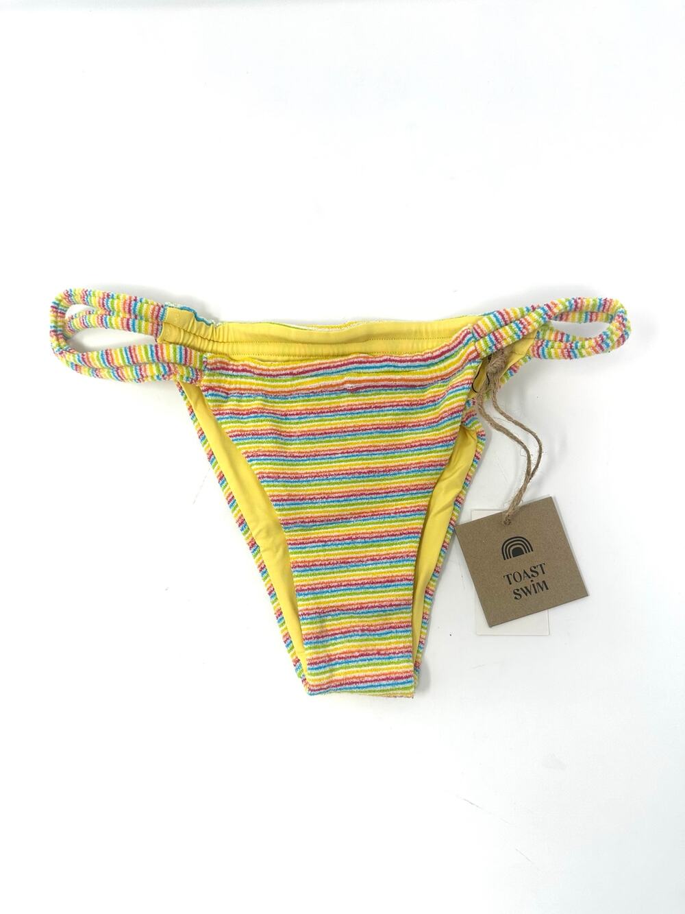 Free People x Toast Rainbow Striped Ribbed Tunnel Swim Bikini Bottoms size XS